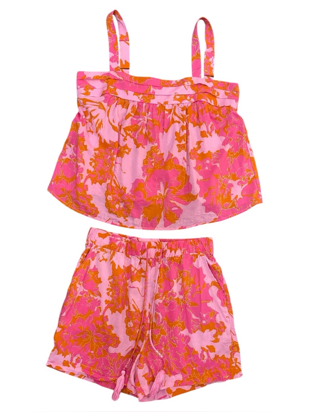 Rose‎ + Olive Pink and Orange Floral Two-Piece Set Size XS Beach Summer Girly